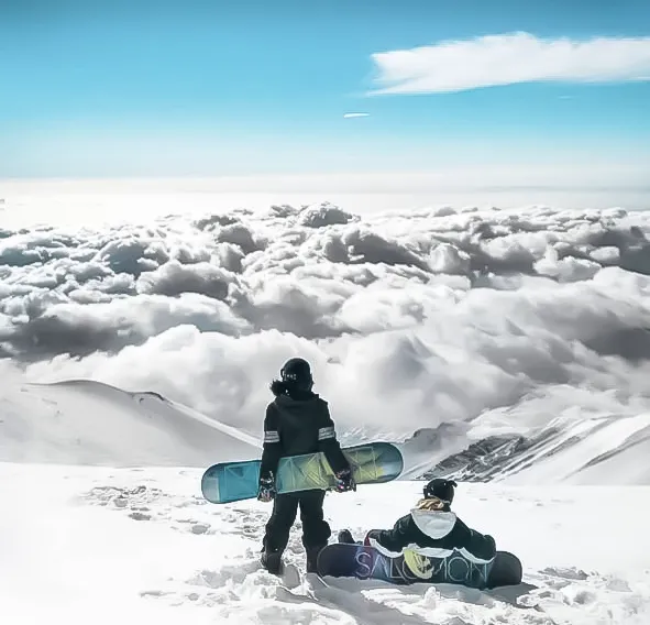 Natural ski resort with snowy slopes near Tehran, Iran